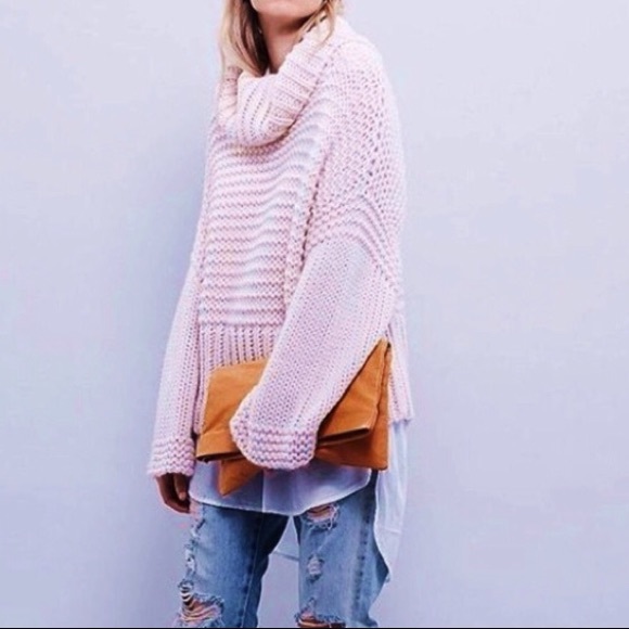 NWT Chunky Pink Oversized Cowl Neck Sweater - Picture 2 of 5